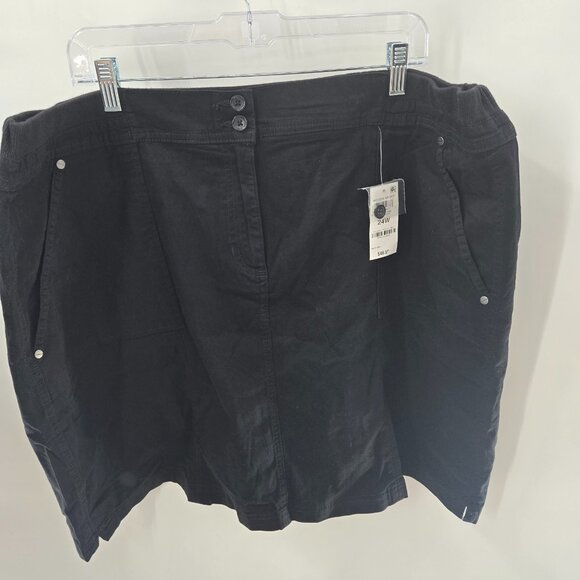 Karen Scott Black Part Elastic Cotton Pockets Skort Size 24 - Picture 1 of 12